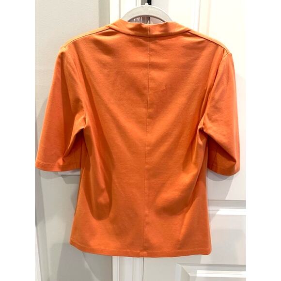 Lafayette 148 New York Square Neck Cotton Top 3/4 Sleeves Size: Medium Orange - Picture 5 of 7